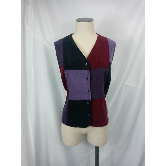 White Stag Jackets & Blazers - Vintage White Stag Vest L Colorblock Patchwork Suede Velvet‎ Purple 90s